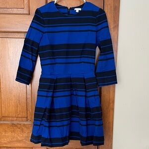 GAP Blue and Black Striped Formal a-line mini dress with pockets